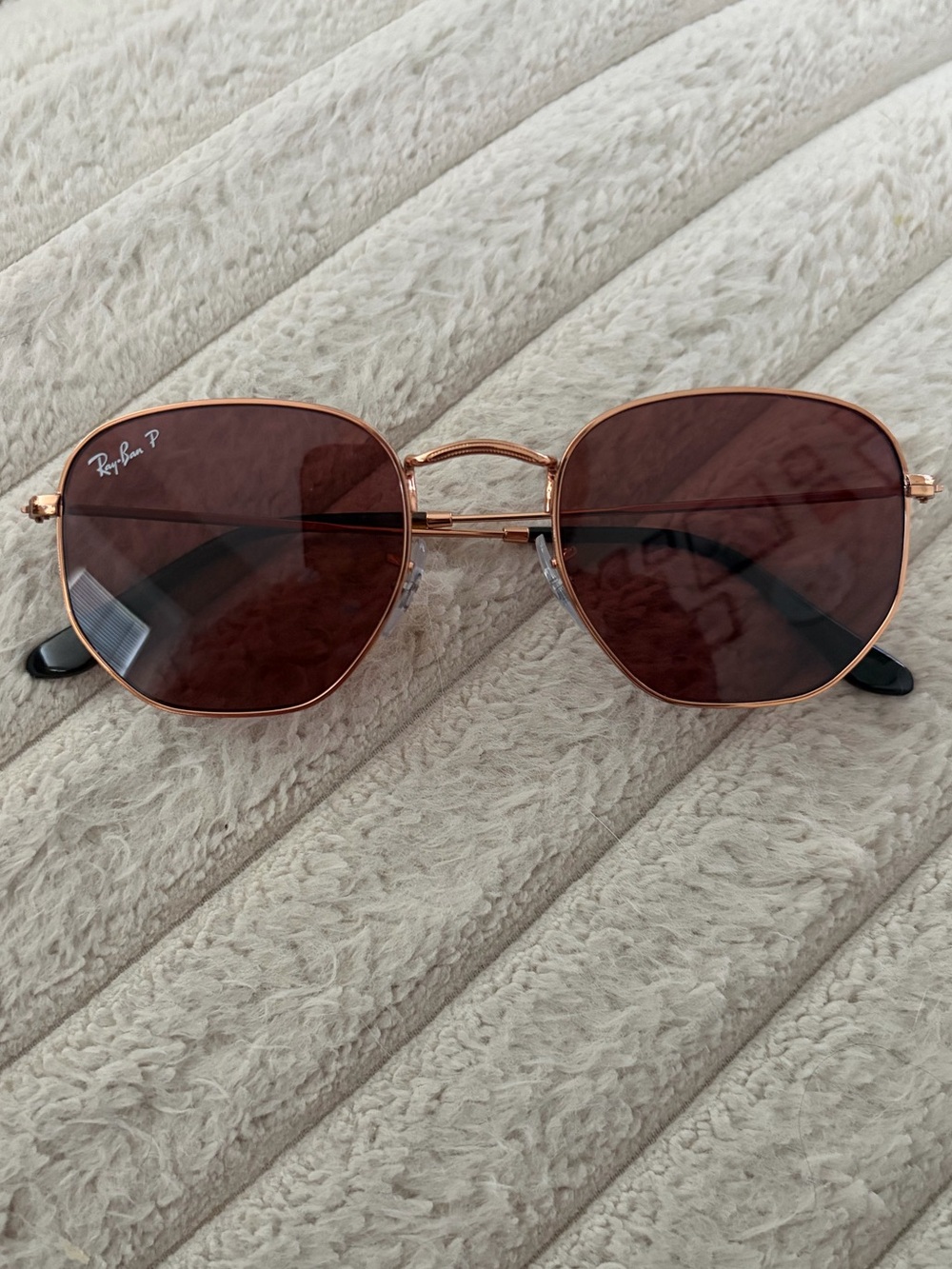 Ray-Ban Rose Gold Frame Hexagon Sunglasses